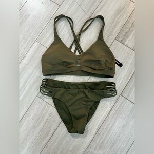 Hurley Olive Green Women's Swim Set, size S